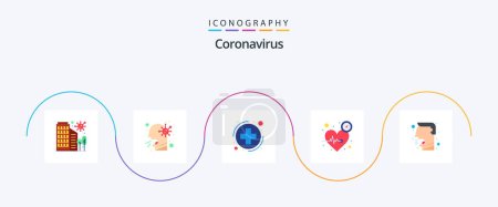 Illustration for Coronavirus Flat 5 Icon Pack Including covid health. time. medica. pulse. beat - Royalty Free Image