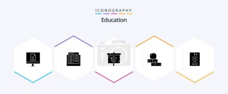 Illustration for Education 25 Glyph icon pack including school. education. learning. presentation - Royalty Free Image
