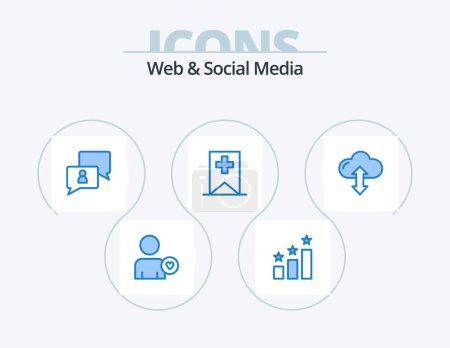 Ilustración de Web y Social Media Blue Icon Pack 5 Icon Design. .. Arriba. Hombre. flecha. medios de comunicación - Imagen libre de derechos