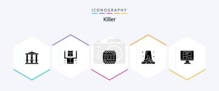 Illustration for Killer 25 Glyph icon pack including poster. siren. architecture. police. alert - Royalty Free Image