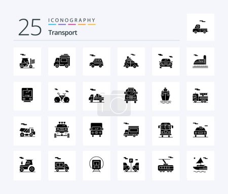 Illustration for Transport 25 Solid Glyph icon pack including travel. transport. car. train. transport - Royalty Free Image