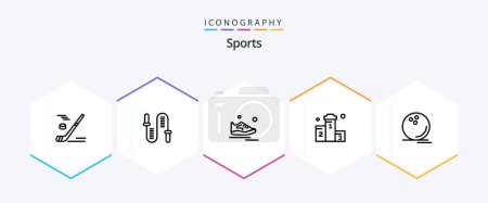 Illustration for Sports 25 Line icon pack including position. skipping. man. exercise - Royalty Free Image