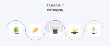 Ilustración de Thanksgiving Flat 5 Icon Pack Incluyendo el día de gracias. Gracias día. cacao. avena. cafetería - Imagen libre de derechos