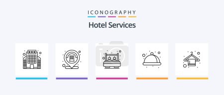 Illustration for Hotel Services Line 5 Icon Pack Including double. service. cup. luggage. cart. Creative Icons Design - Royalty Free Image