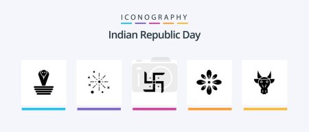Illustration for Indian Republic Day Glyph 5 Icon Pack Including decoration. celebrate. diwali. religion. indian. Creative Icons Design - Royalty Free Image