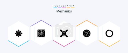 Illustration for Mechanics 25 Glyph icon pack including . washer. - Royalty Free Image