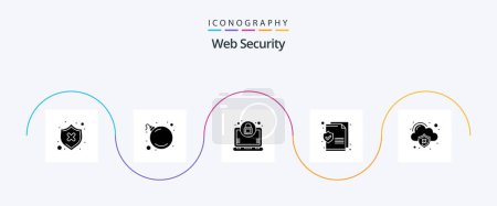 Illustration for Web Security Glyph 5 Icon Pack Including loss. data. encryption. cloud. security - Royalty Free Image