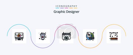 Illustration for Graphic Designer Line Filled Flat 5 Icon Pack Including creative. key. designer. board. graphic - Royalty Free Image