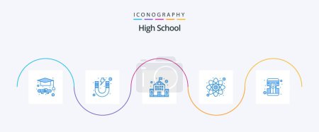 Illustration for High School Blue 5 Icon Pack Including tool. pencil. building. study. education - Royalty Free Image