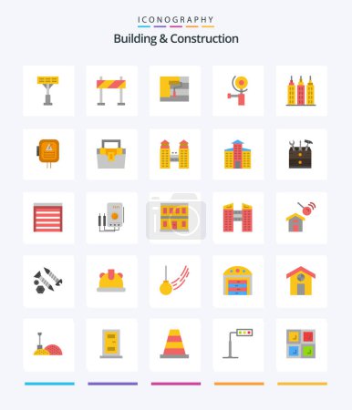 Ilustración de Creative Building And Construction 25 Flat icon pack  Such As energy. tower. roller. construction. grinding - Imagen libre de derechos