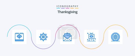 Illustration for Thanksgiving Blue 5 Icon Pack Including sports. game. thanksgiving. football. thanks - Royalty Free Image