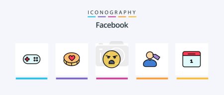 Téléchargez les illustrations : Facebook Line Filled 5 Icon Pack Including heart. plus. chat. bandage. aid. Creative Icons Design - en licence libre de droit