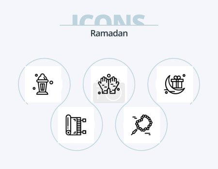 Ilustración de Ramadan Line Icon Pack 5 Icon Design. abrahamic. help. iftar. hands. care - Imagen libre de derechos