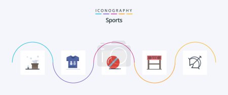 Ilustración de Sports Flat 5 Icon Pack Incluido el deporte. Termina. camisas. Deporte. grillo - Imagen libre de derechos