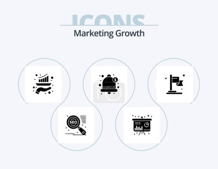Ilustración de Marketing Growth Glyph Icon Pack 5 Icon Design. business. alarm. graph. notification. alert - Imagen libre de derechos