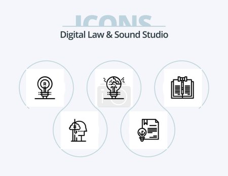 Illustration for Digital Law And Sound Studio Line Icon Pack 5 Icon Design. imagination. creativity. habit. patent. defence - Royalty Free Image