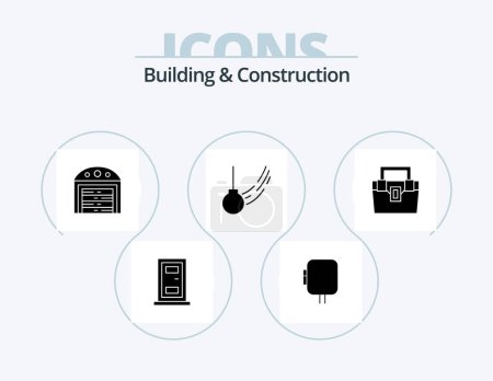 Ilustración de Building And Construction Glyph Icon Pack 5 Icon Design. construction. bag. construction. motion. tied - Imagen libre de derechos