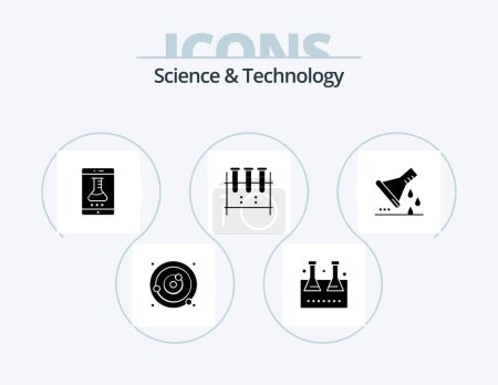 Illustration for Science And Technology Glyph Icon Pack 5 Icon Design. lab glassware. chemical flask. smart lab. test tube. lab flask - Royalty Free Image