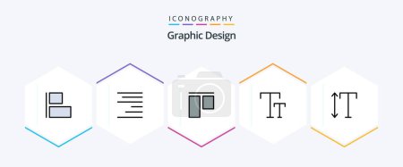 Illustration for Design 25 FilledLine icon pack including . . vertical. vertical. font - Royalty Free Image