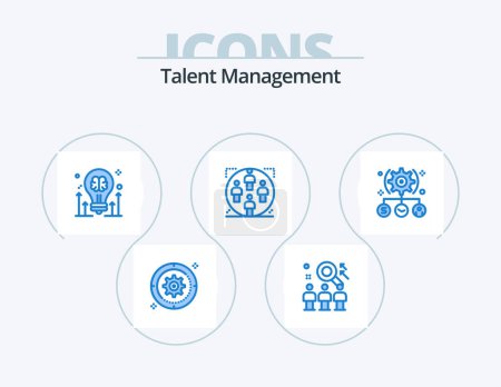 Illustration for Talent Management Blue Icon Pack 5 Icon Design. group. user. user. arrow. bulb - Royalty Free Image