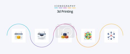 Illustration for 3d Printing Flat 5 Icon Pack Including cube. 3d cube. 3d. . cube - Royalty Free Image