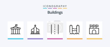Illustration for Buildings Line 5 Icon Pack Including public. arena. column. monastery. church. Creative Icons Design - Royalty Free Image