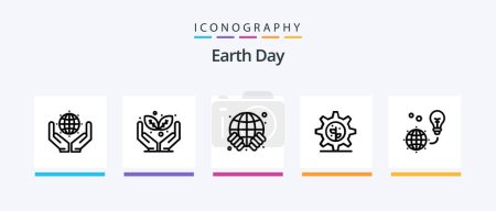 Ilustración de Earth Day Line 5 Icon Pack Incluyendo la ecología. Verde. Tierra. medio ambiente. Día de la Tierra. Diseño de iconos creativos - Imagen libre de derechos