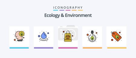Téléchargez les illustrations : Ecology And Environment Line Filled 5 Icon Pack Including green. electricity. badge. green. co ecology. Creative Icons Design - en licence libre de droit
