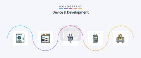 Illustration for Device And Development Line Filled Flat 5 Icon Pack Including mobile . wireless. electric. receiver. phone - Royalty Free Image