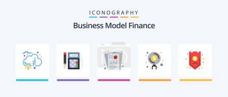 Téléchargez les illustrations : Finance Flat 5 Icon Pack Including funds. finance. financial. seo report. seo. Creative Icons Design - en licence libre de droit