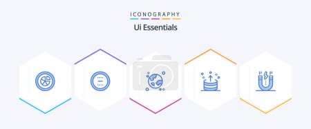 Illustration for Ui Essentials 25 Blue icon pack including export. arrow. interface. planet. global - Royalty Free Image