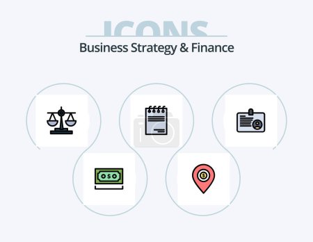 Ilustración de Estrategia de negocios y línea de finanzas llenado paquete de iconos 5 Diseño de iconos. equilibrio. cartera. tarjeta. negocios. bolsa - Imagen libre de derechos