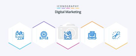 Illustration for Digital Marketing 25 Blue icon pack including sales. analytics. medal. promotion. email - Royalty Free Image