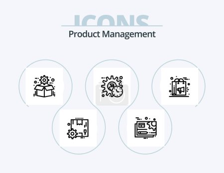 Téléchargez les illustrations : Ligne de gestion de produits Icon Pack 5 Icon Design. téléphone intelligent. téléphone. produit. l'équipement. engrenages - en licence libre de droit