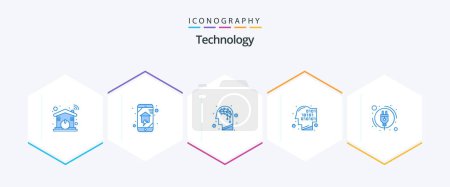 Illustration for Technology 25 Blue icon pack including plug. recognition. smart house. human. binary - Royalty Free Image