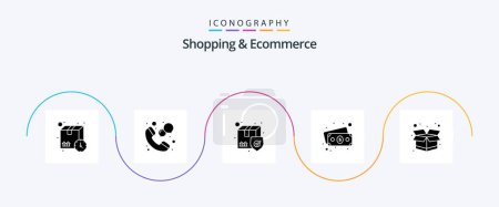 Téléchargez les illustrations : Shopping And Ecommerce Glyph 5 Icon Pack Including shipping. pack. delivery. money. banknote - en licence libre de droit
