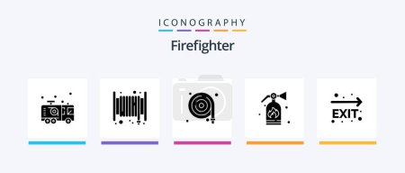 Illustration for Firefighter Glyph 5 Icon Pack Including fire exit. security. hose. fire. water hose. Creative Icons Design - Royalty Free Image
