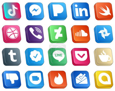 Téléchargez les illustrations : Isometric 3D Social Media Icons Pack 20 icons such as soundcloud. pandora. rakuten and dribbble icons. High-resolution and fully customizable - en licence libre de droit