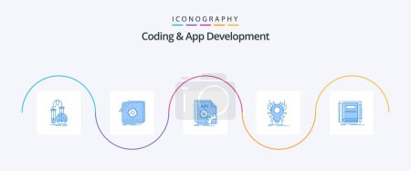 Illustration for Coding And App Development Blue 5 Icon Pack Including insect. software. logo. developer. app - Royalty Free Image