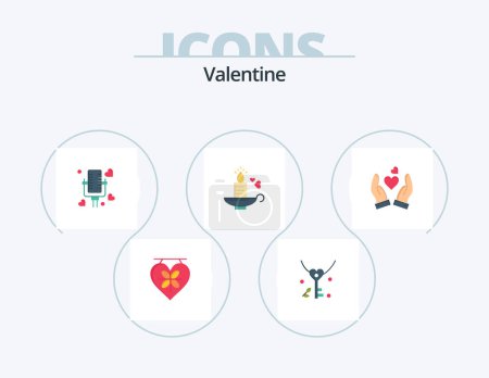 Illustration for Valentine Flat Icon Pack 5 Icon Design. love. love. key. day. valentine - Royalty Free Image