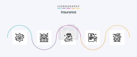 Illustration for Insurance Line 5 Icon Pack Including shield. insurance. hold. car. insurance - Royalty Free Image