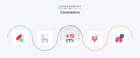 Illustration for Coronavirus Flat 5 Icon Pack Including lungs. banned. packet. blood - Royalty Free Image