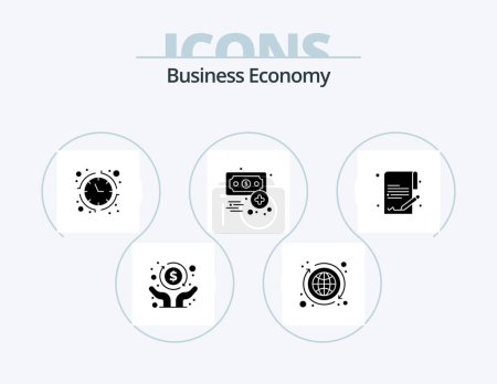Téléchargez les illustrations : Economy Glyph Icon Pack 5 Icon Design. economy. income. banking. finance. business - en licence libre de droit