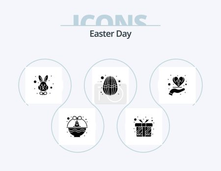 Téléchargez les illustrations : Easter Glyph Icon Pack 5 Icon Design. hand. holiday. box. egg. face - en licence libre de droit