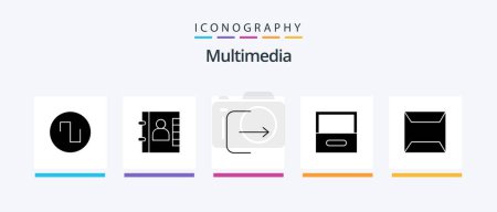Illustration for Multimedia Glyph 5 Icon Pack Including . ui. sealed. documents. Creative Icons Design - Royalty Free Image