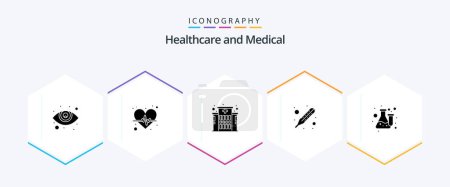 Illustration for Medical 25 Glyph icon pack including test. lab. clinic. flask. thermometer - Royalty Free Image
