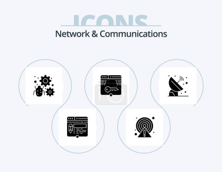 Illustration for Network And Communications Glyph Icon Pack 5 Icon Design. form. key. point. secure. setting - Royalty Free Image