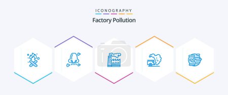 Ilustración de Factory Pollution 25 Blue icon pack including pollution. environment. nose. dump. production - Imagen libre de derechos