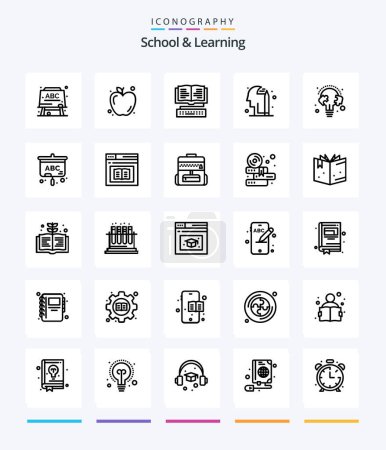 Illustration for Creative School And Learning 25 OutLine icon pack  Such As bulb. line. knowledge. learn. pencile - Royalty Free Image