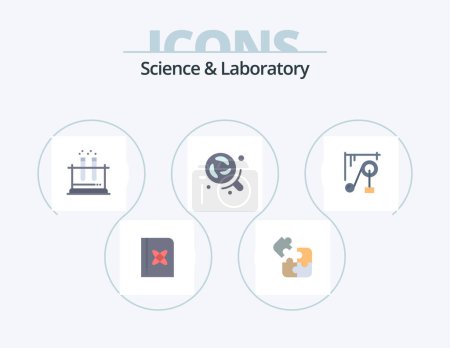 Ilustración de Science Flat Icon Pack 5 Icon Design. machine. science. lab. research. bacteria - Imagen libre de derechos
